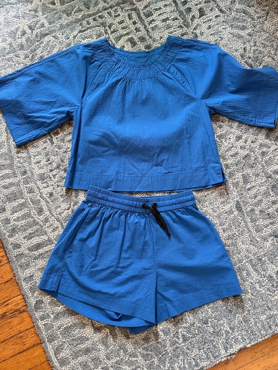 Everlane Other - Everlane Cerulean Blue Two-Piece Organic Cotton Lounge Vacation Short Set sz S